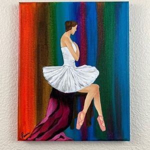 Handmade acrylic painting ballet dancer.